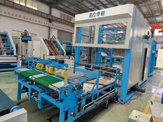 Auto Flip Flop Pallet Stacker Machine Designed for Flute Laminating Packaging Lines Featuring Automated Paper Handling and Integrated System Components