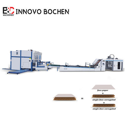 Máquina laminadora automática de flauta con grosor de papel superior de 150-800 g/m², diseñada para líneas de embalaje