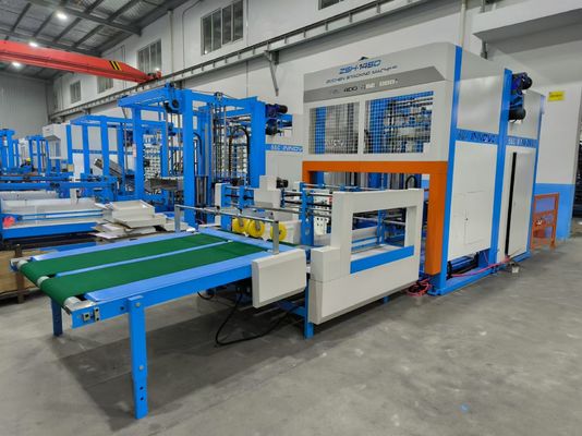 Sistema de apilamiento y laminado con flauta con máquina de apilamiento automático para la producción de cartón corrugado